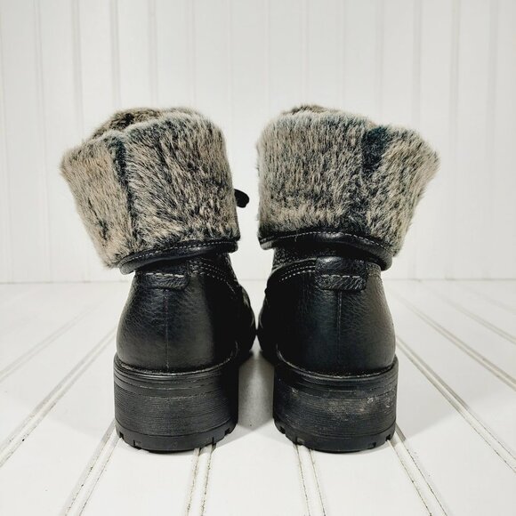 Clarks Black Polished Leather Fur Lined Boots H 704 - Picture 6 of 11